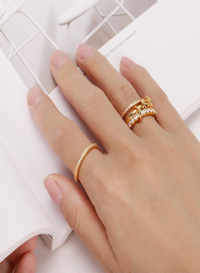 AIPULIDUO Women's gold rings, 18k white gold plated, set with round cubic zirconia (Cz) gemstones. These stackable rings are exquisite gifts for special occasions such as birthdays and weddings - Image 4